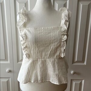 LC Lauren Conrad Cream Ruffled Square-Neck Peplum Camisole